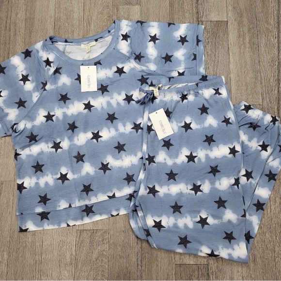 Como Blu Other - NWT Como Blu Blue Shadow Star Lounge Pant Set